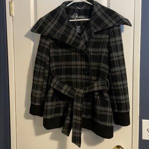 Wool Guess black and grey belted jacket Size M